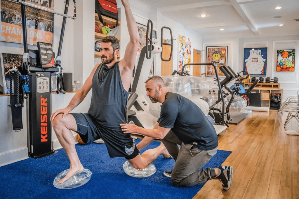 Fabrice Working with NBA Star Kevin Love on The Waff Exercice Tool - The Luxury Lifestyle Magazine