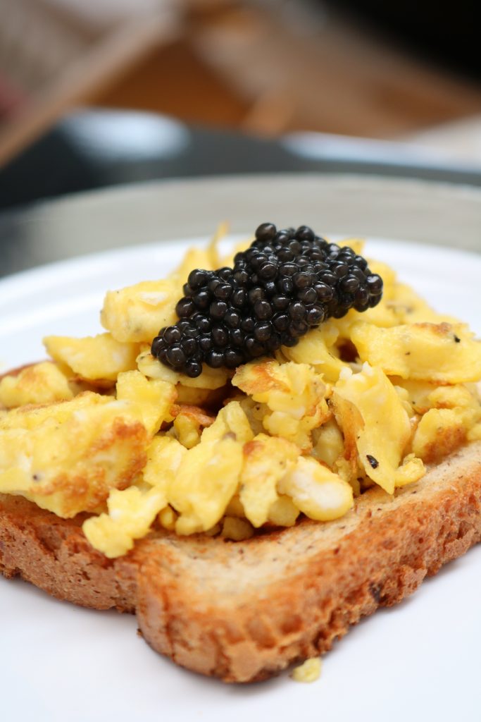 Farm Fresh Scrambled Eggs on Toast with Bester Osetra Caviar