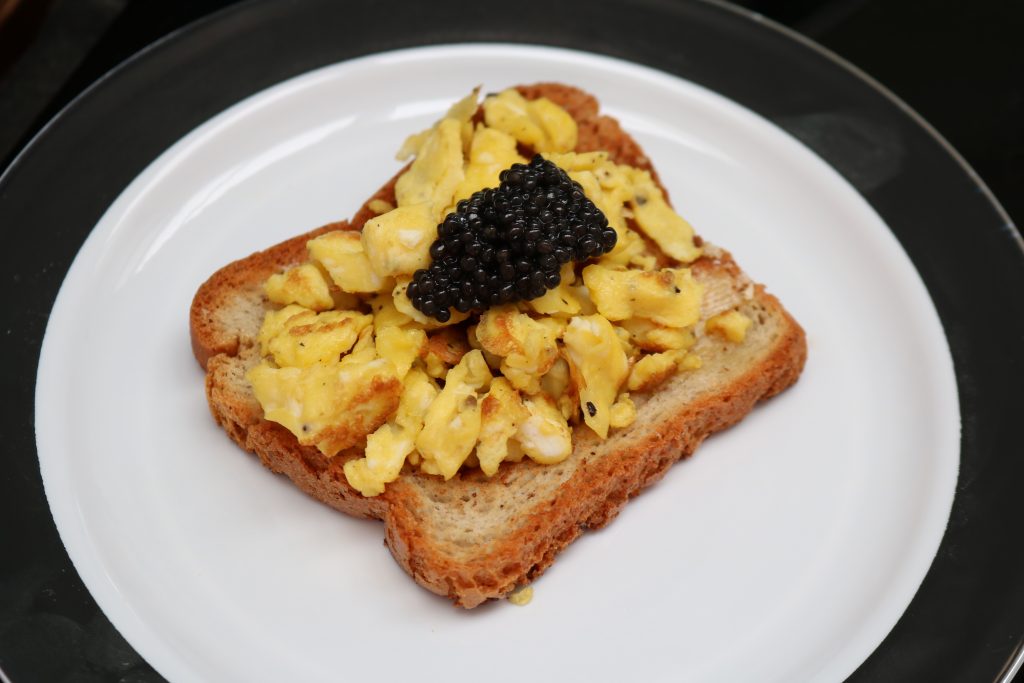 Farm Fresh Scrambled Eggs on Toast with Bester Osetra Caviar