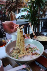 Mushroom Ramyun at Michelin Starred Jeju Noodle Bar in New York City's West Village
