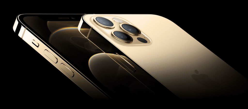 New Apple iPhone 12 Pro in Gold finish surgical grade stainless steel.