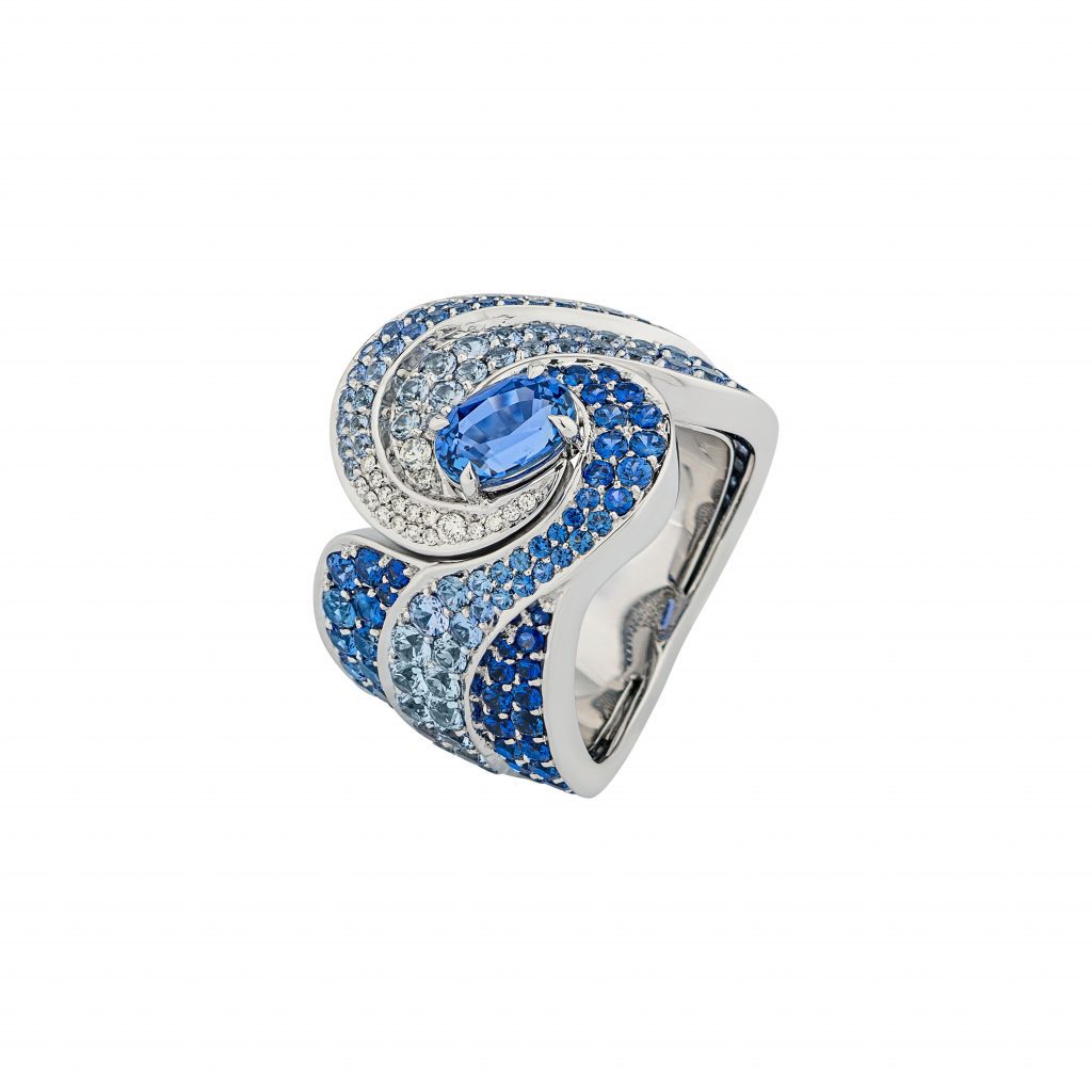 Fine Jewelry Designer Vania Leles - Diamond and Blue Gemstone Ring