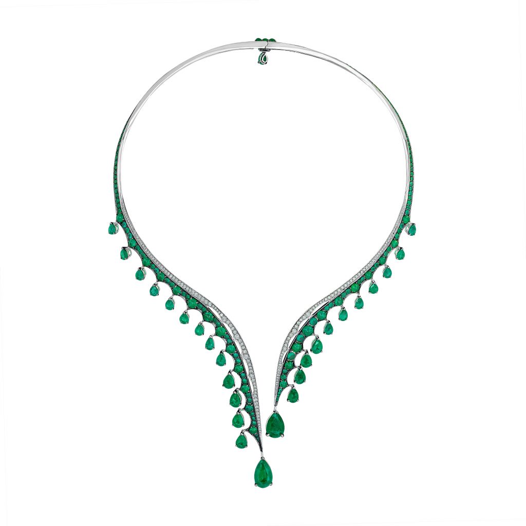 Fine Jewelry Designer Vania Leles - Diamond and Green Emerald Necklace