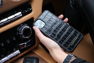 Michael Louis Black Croc Premium Leather iPhone Case