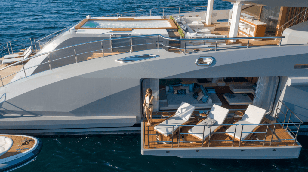 Side Expanding Deck On Board 80m / 263 foot Bilgin Yacht Tatiana