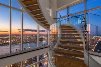 Most Expensive NYC Penthouse, Staircase Sunset City View