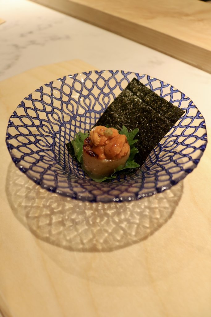 Yakimono Course with Scallop and Uni - Sushi at Koyo Kaiseki inspired Omakase restaurant in New York.