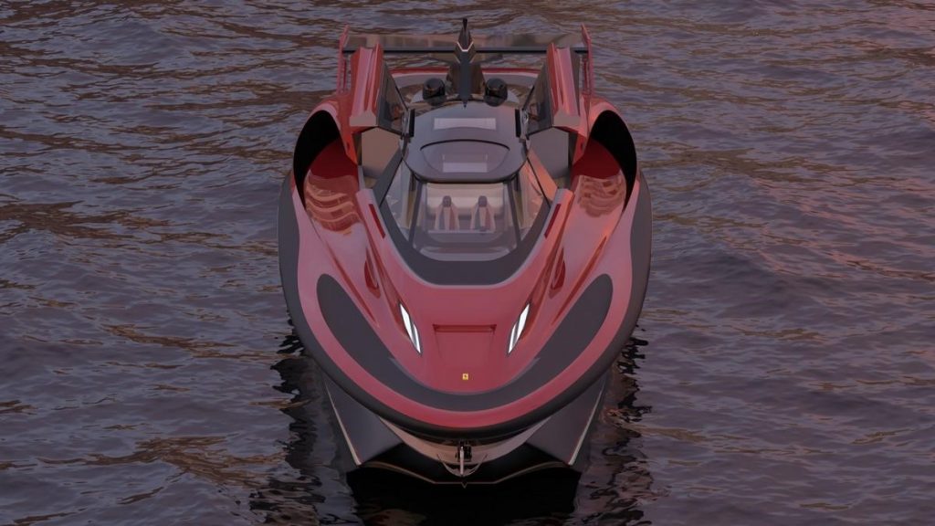 Ferrari Inspired Yacht Concept by Lazzarini Design - Front View