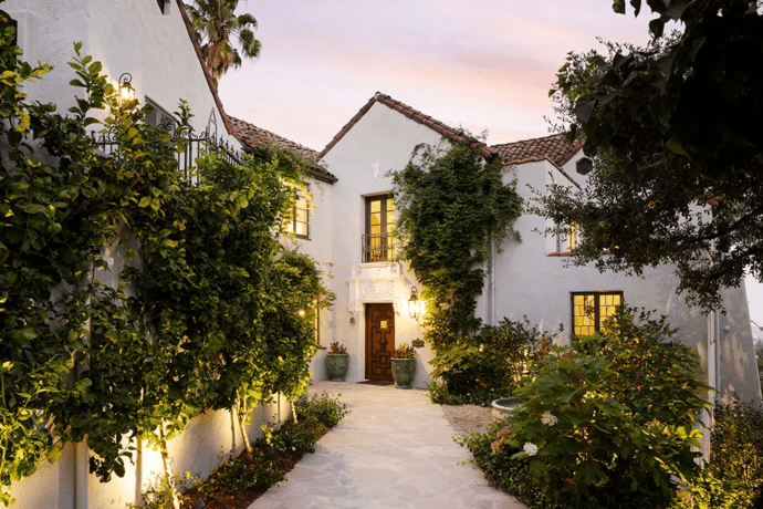 11 5 Million 1920s Spanish Colonial For Sale In Los Feliz The Luxury   The Spanish Colonial Home Is Fronted By An Inviting Entryway Lined With Lush Foliage 690x460 