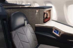 British Airways Club Suite business class seat in the refurbished A380 cabin