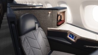 British Airways Club Suite business class seat in the refurbished A380 cabin
