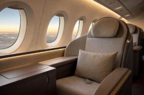 Delta One business class suite seat on an Airbus A350-1000 with large windows