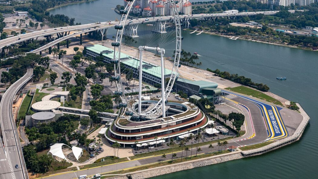 Singapore Flyer and Marina Bay seen from above