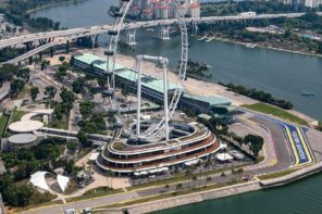 Singapore Flyer and Marina Bay seen from above