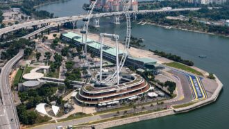 Singapore Flyer and Marina Bay seen from above