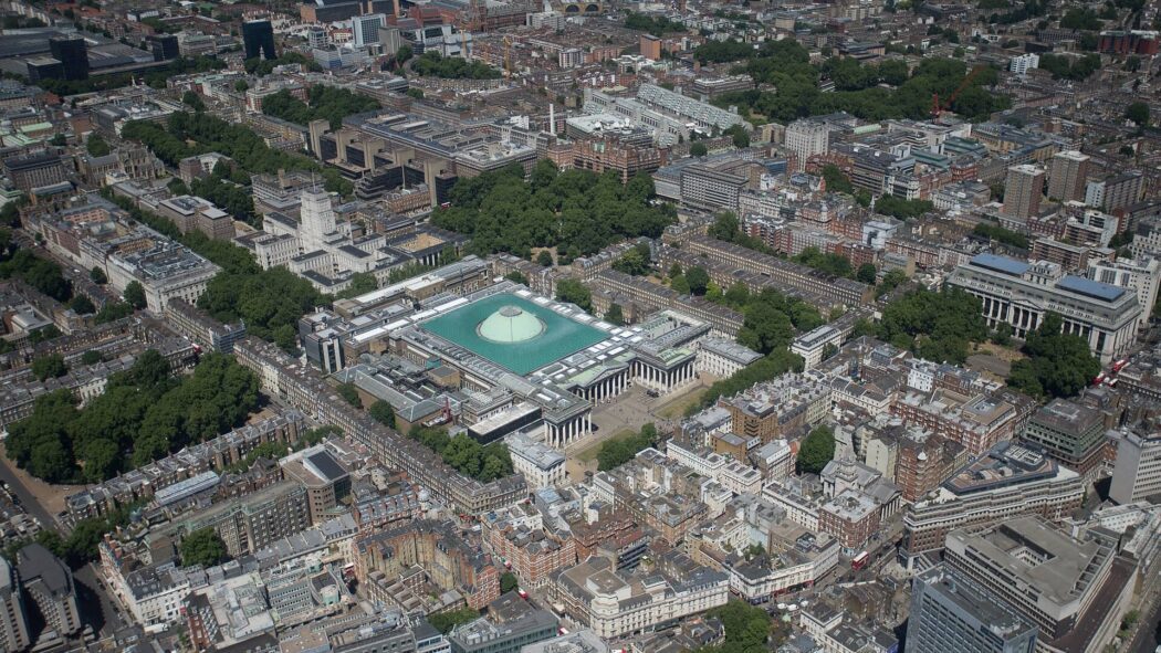 Aerial view of Bloomsbury, London