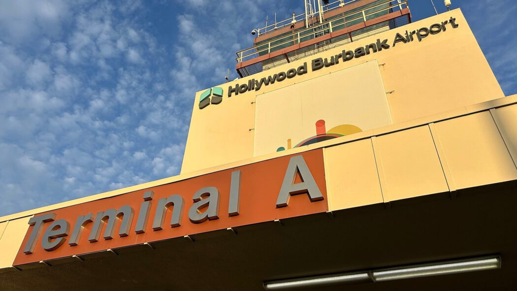 Hollywood Burbank Airport Terminal A building with airport signage