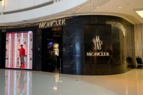 Moncler store at MixC Zhengzhou with mannequin in red jacket