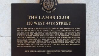 Bronze plaque for The Lambs Club at 130 West 44th Street