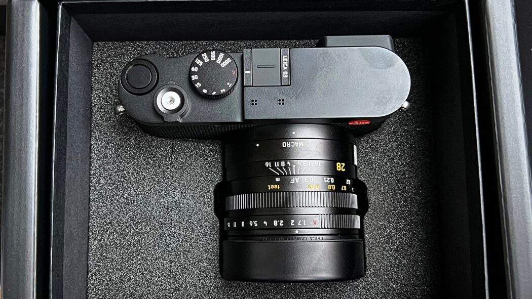 Leica Q3 camera with lens in packaging
